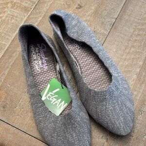 Skechers Women's Air Cooled Memory Foam Vegan Gray Flats